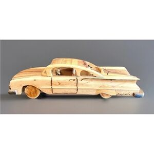 Vintage 1959 Wood Chevy Impala Model-Wheels That Roll-Hood & Trunk Open-13” Long